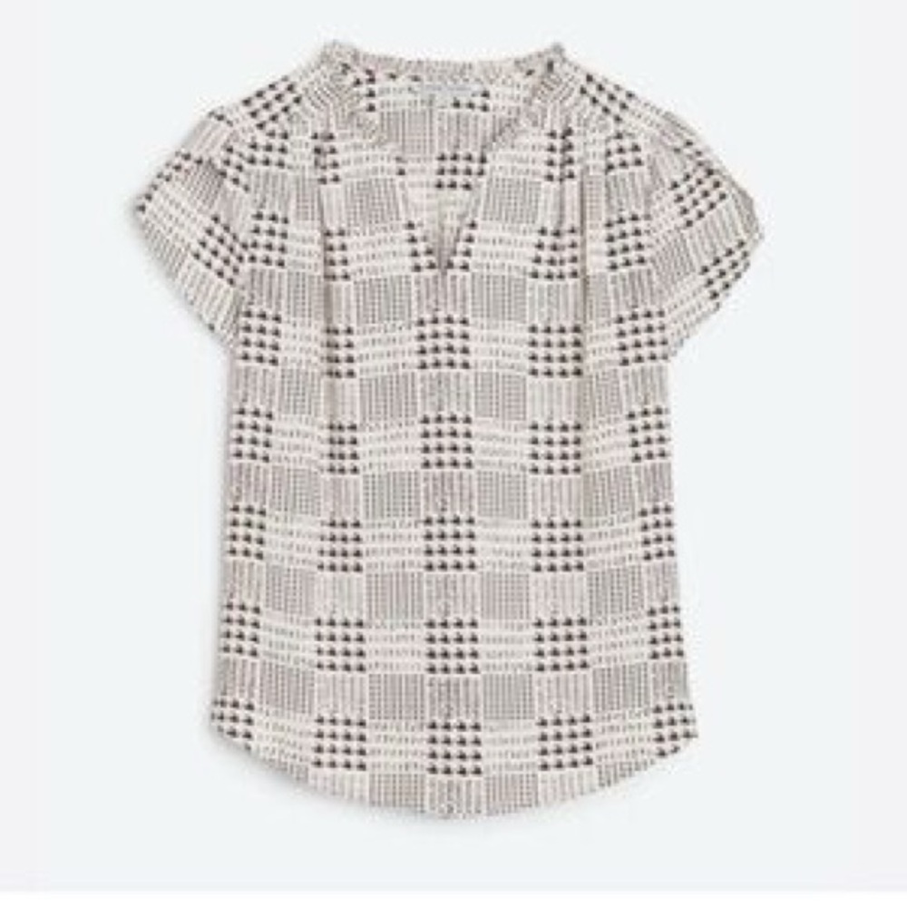 41 Hawthorn Cream Cap Sleeve Blouse with Mandarin Collar
